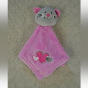 Little Beginnings Kitty Cat Lovey Security Blanket Pink Gray Hearts Plush Soft